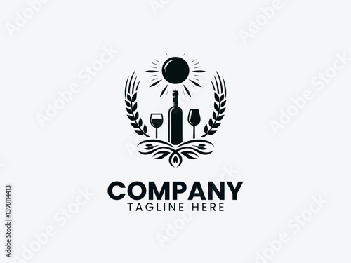 Wine Vector Logo Design, Elegant Wine Logo, Premium Wine Branding Logo