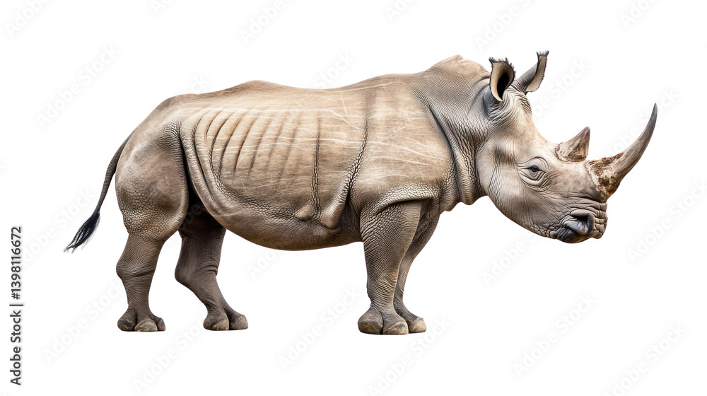 Obraz premium Rhino in action wildlife sanctuary cutout background natural habitat side view wildlife conservation