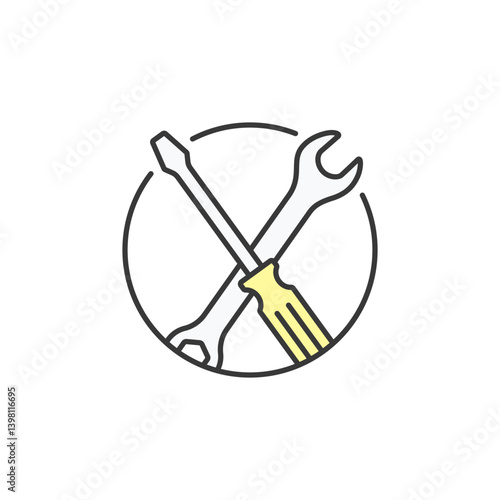 Essential for precision and maintenance, this icon screwdriver and wrench represents automotive tools, supporting repairs, diagnostics, and efficiency to keep vehicles running smoothly and reliably