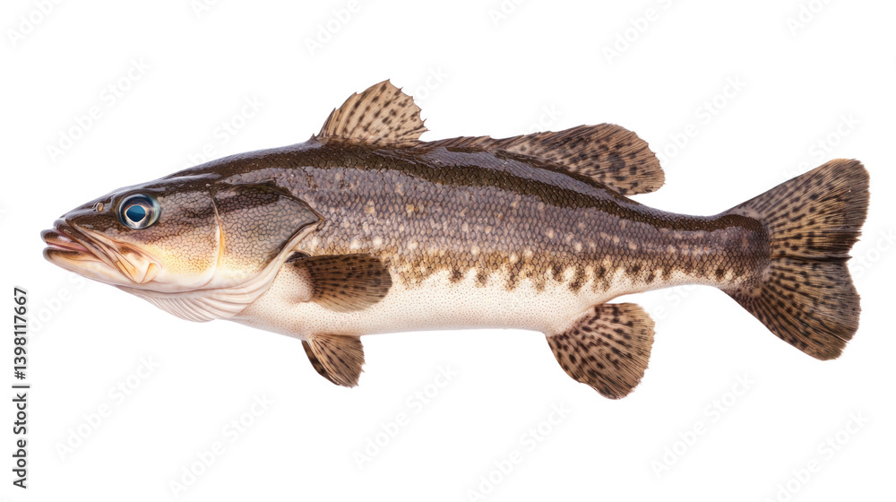 Obraz premium Fishing action spotted bass in freshwater wildlife photography natural habitat cutout background