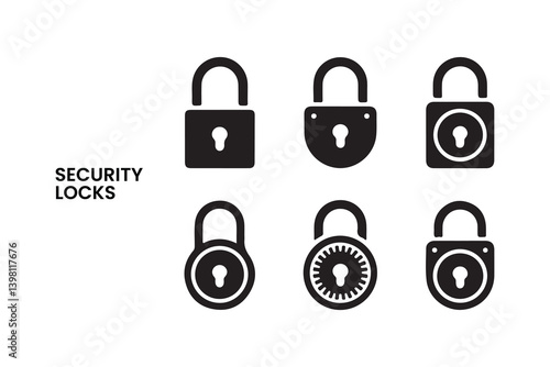 Simple Vector Illustration of Different Security Locks