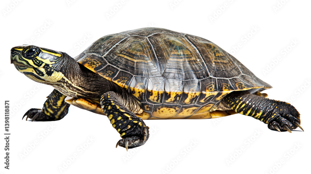 Turtle exploration on a cutout background nature scene wildlife photography serene environment close-up view Turtle exploration on a cutout background nature scene wildlife photography serene environment close-up view