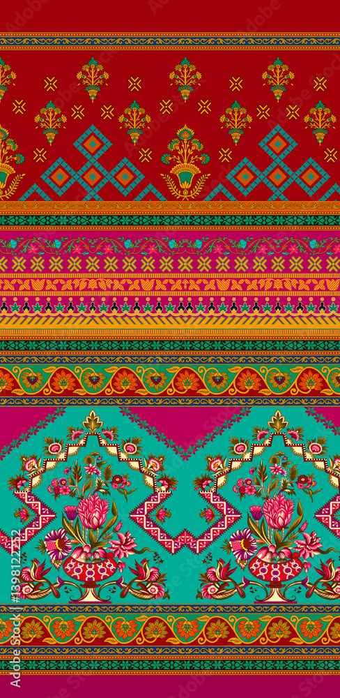 silkey dupatta and border design for printing with high quality silkey dupatta and border design for printing with high quality