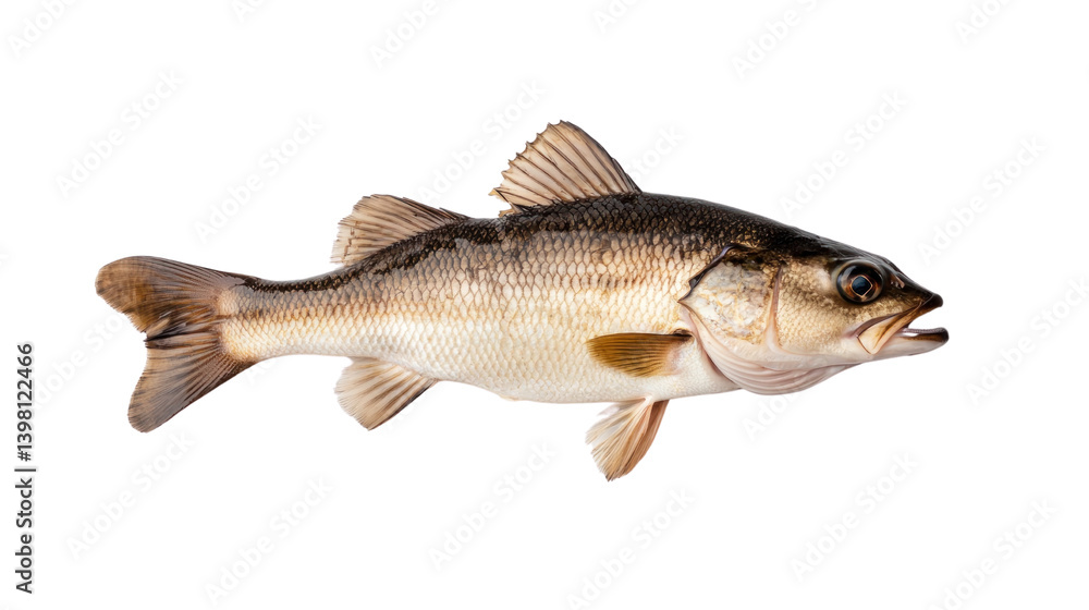Fishing action freshwater bass on cutout background studio environment detailed photograph Fishing action freshwater bass on cutout background studio environment detailed photograph