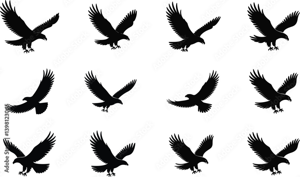 Fototapeta premium Eagle Head Silhouette Collection set