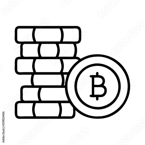 Bitcoin crypto currency stack of coins vector illustration for digital finance