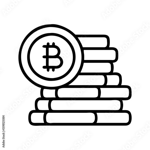 Bitcoin cryptocurrency stack icon for digital currency and blockchain technology use