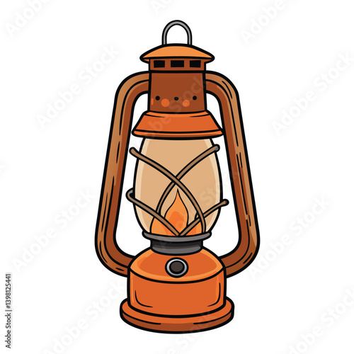 Old Fashioned Lamp Flat Vector Art
