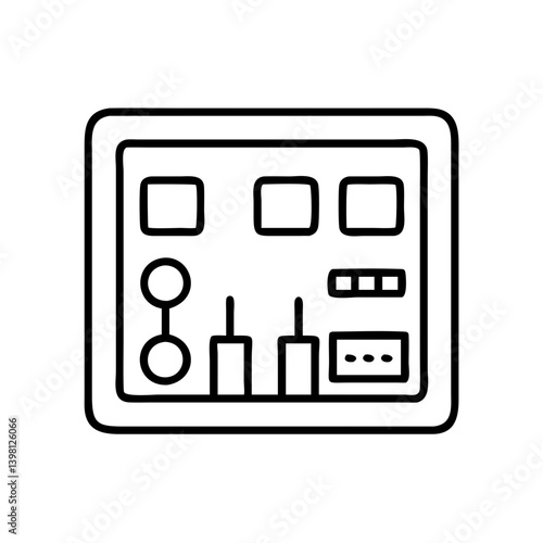 Outline style audio workstation interface vector graphic for music production