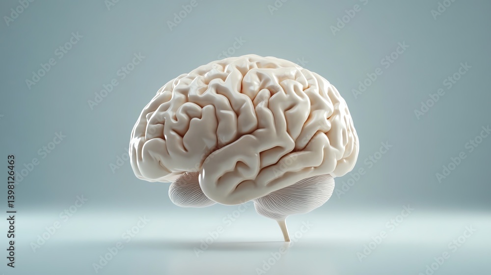 Brain anatomy in lowpoly 3D art style, modern scientific visualization Brain anatomy in lowpoly 3D art style, modern scientific visualization