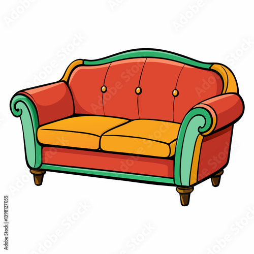 red sofa isolated on white