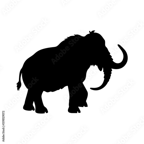 Woolly mammoth silhouette icon vector flat design on white background.