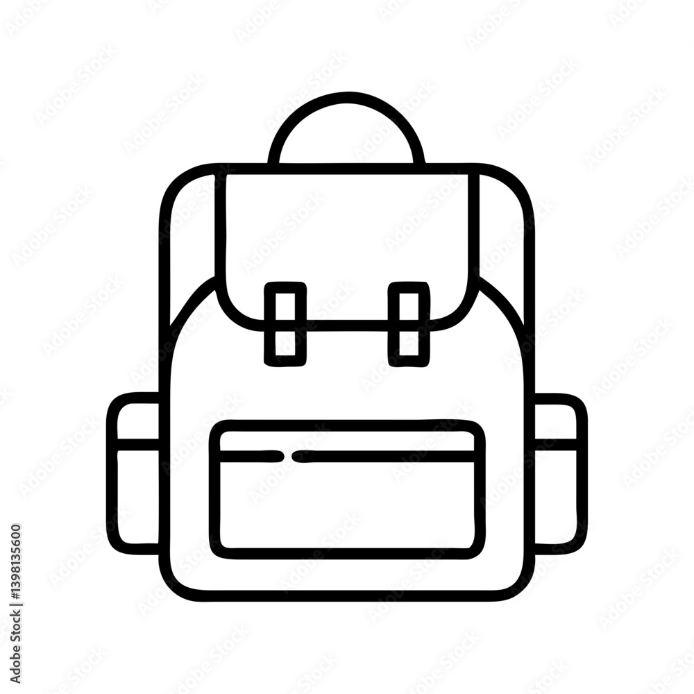 Backpack vector icon school travel camping hiking bag rucksack baggage outline style Backpack vector icon school travel camping hiking bag rucksack baggage outline style