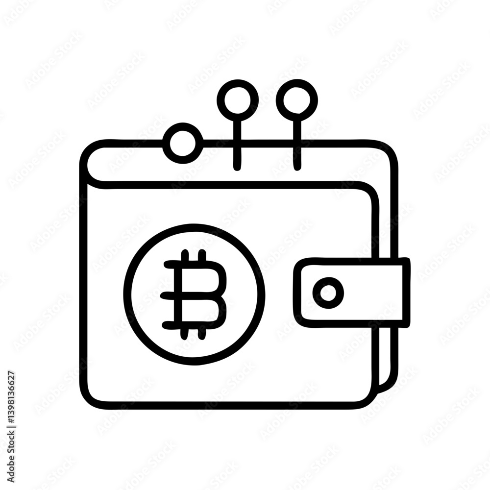 Bitcoin wallet icon vector illustration for cryptocurrency and blockchain tech Bitcoin wallet icon vector illustration for cryptocurrency and blockchain tech