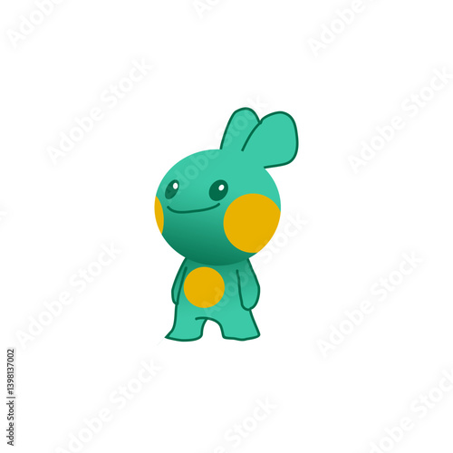 Cute Green Cartoon Character with Yellow Spots