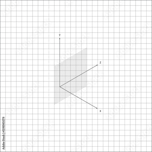 Mathematical School Science Geometrical Axes Concept. 3D Cartesian coordinate system with labeled X, Y, and Z axes.
