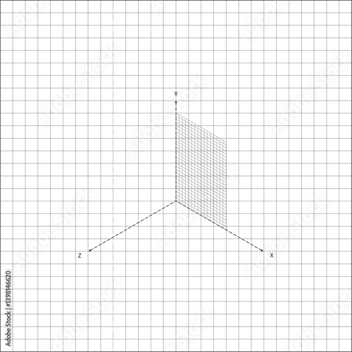 Mathematical School Science Geometrical Axes Concept. 3D Cartesian coordinate system with labeled X, Y, and Z axes.
