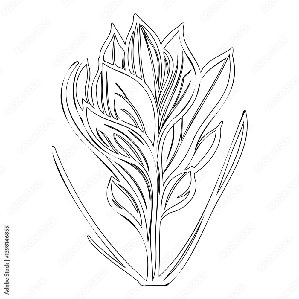 Obraz premium Elegant Floral Outline: A Minimalist Botanical Illustration for Creative Projects