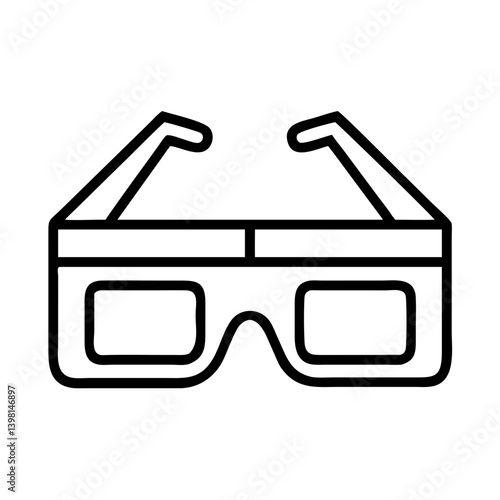 Outline drawing of d glasses for cinema viewing and entertainment experience design