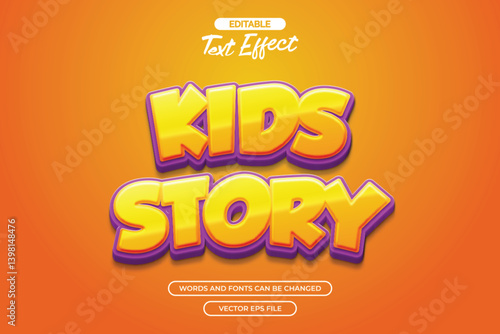 Kids story  editable text effect with orange background