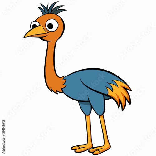 ostrich cartoon isolated on white