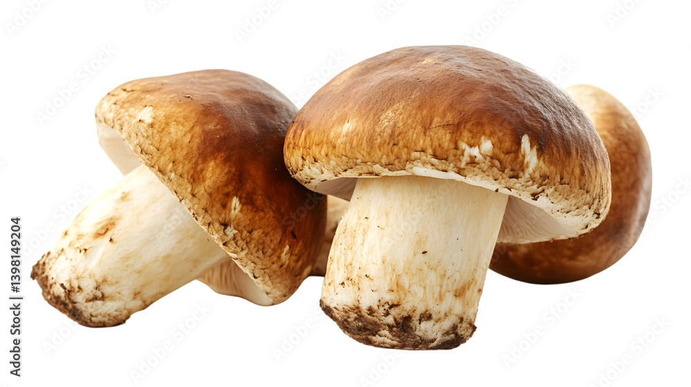 Fresh Boletus Mushrooms on White Background - Culinary Delight in Isolated Setting Fresh Boletus Mushrooms on White Background - Culinary Delight in Isolated Setting
