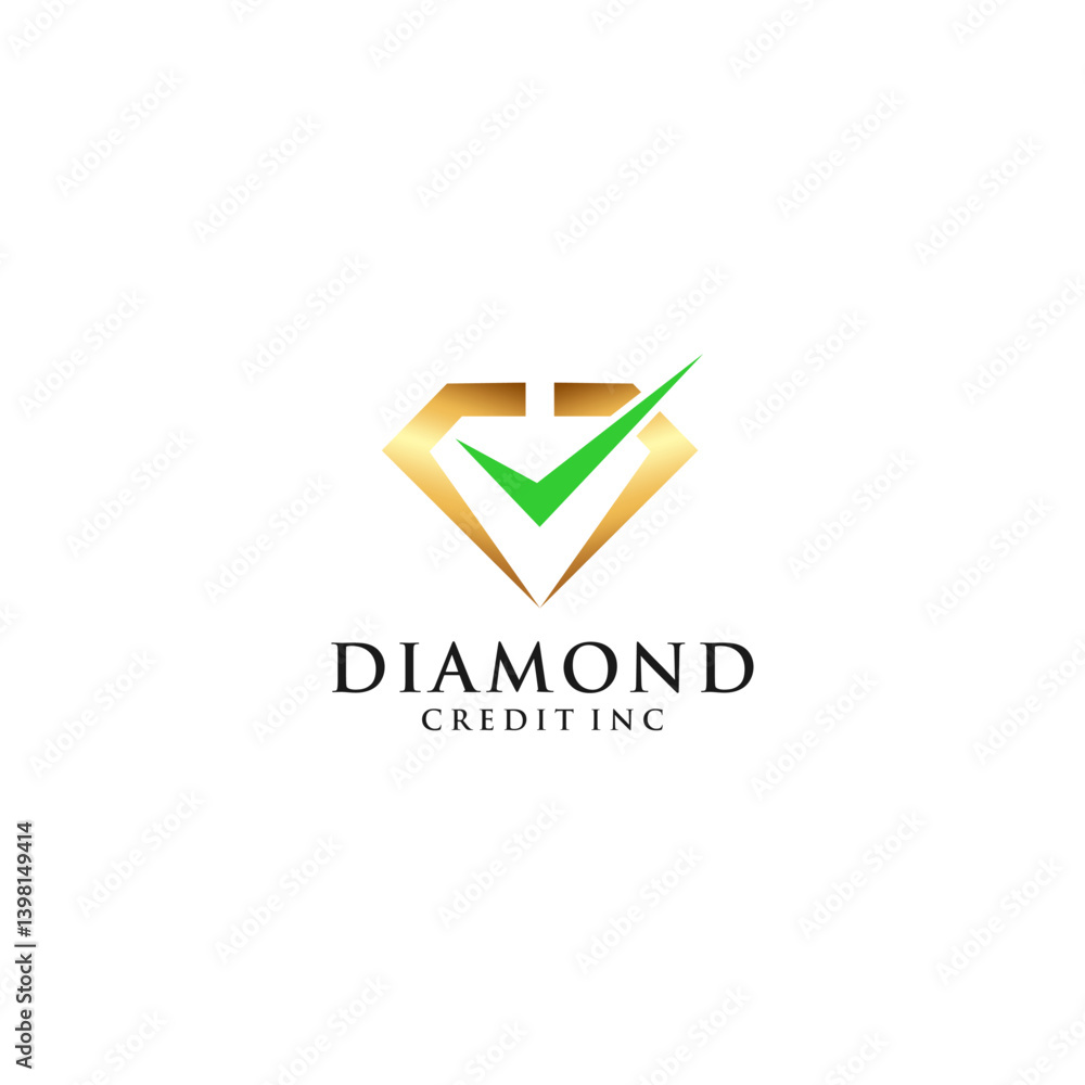 Gold and Green Diamond Logo with Check Mark on White Background Gold and Green Diamond Logo with Check Mark on White Background