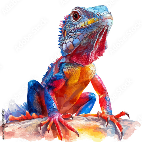 Lizard, watercolor illustration, isolated on a white background.

