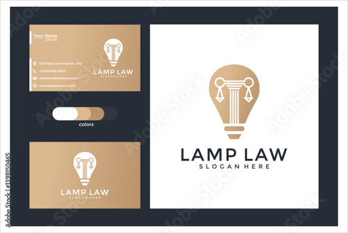 Gold and White Law Firm Logo Design with Business Cards
