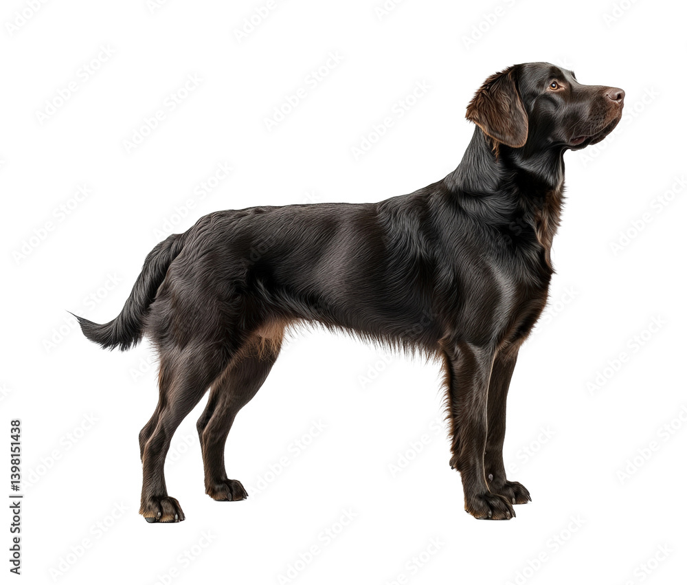Active black labrador dog in environment standing pose captivating pet isolated on transparent background png