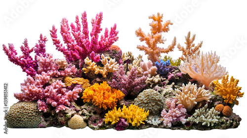 Vibrant Coral Reef Corals Isolated on White Background for Professional Use