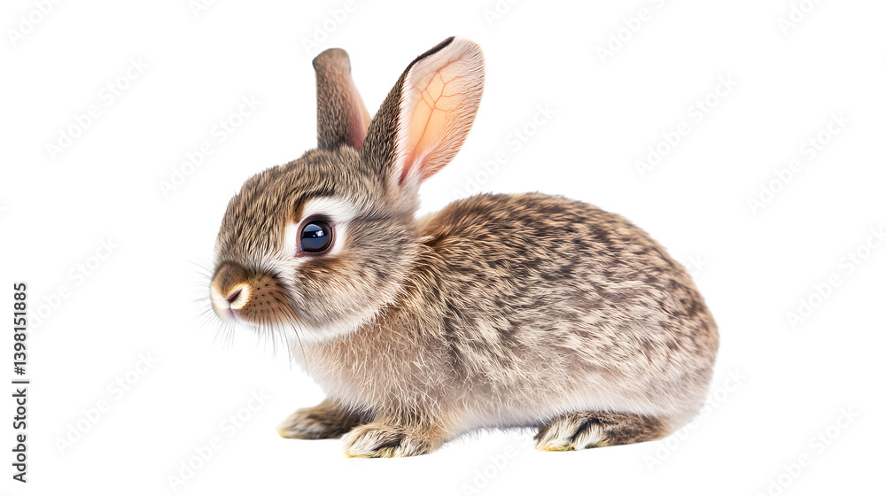 Obraz premium Cute Rabbit Isolated on White Background for Professional Design Projects and Visual Content Creation