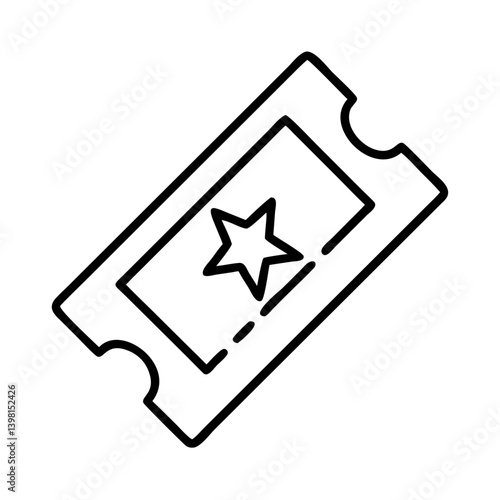 Outline ticket icon vector illustration for event, movie, concert, and show access