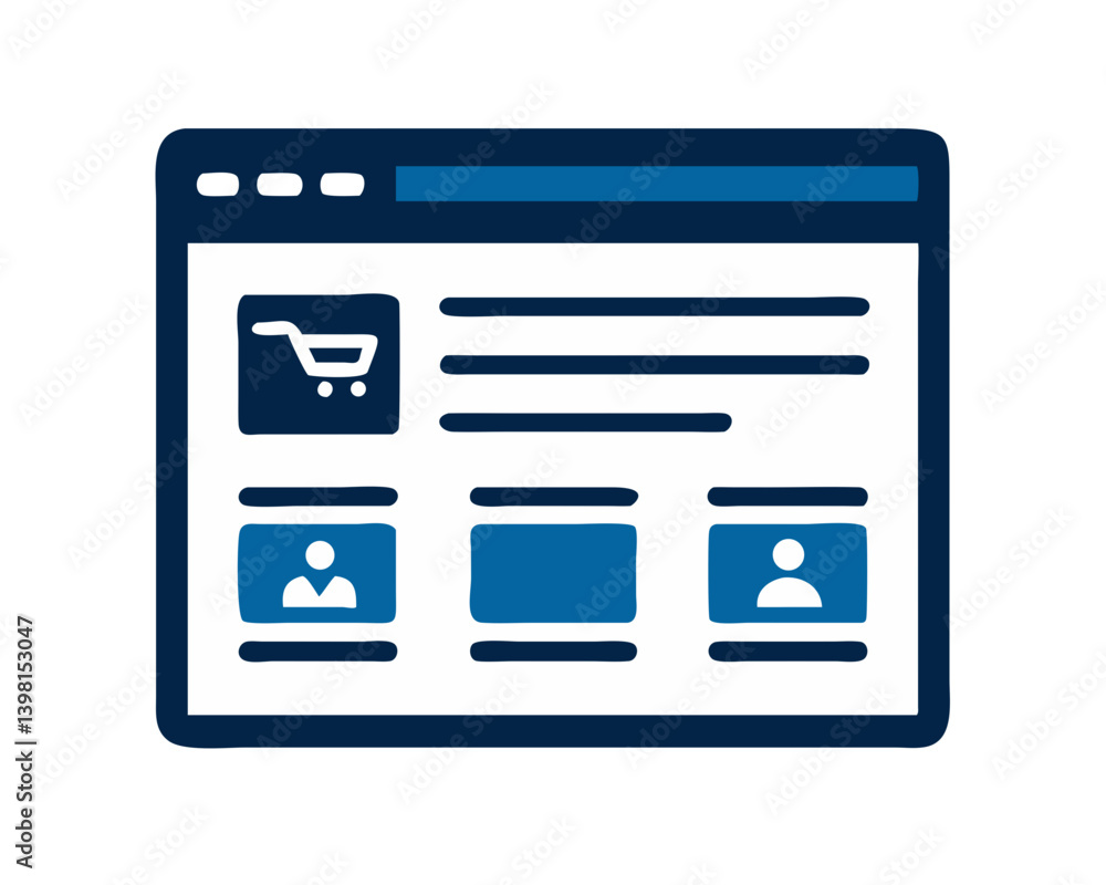 E-commerce website interface with shopping cart and user profiles E-commerce website interface with shopping cart and user profiles