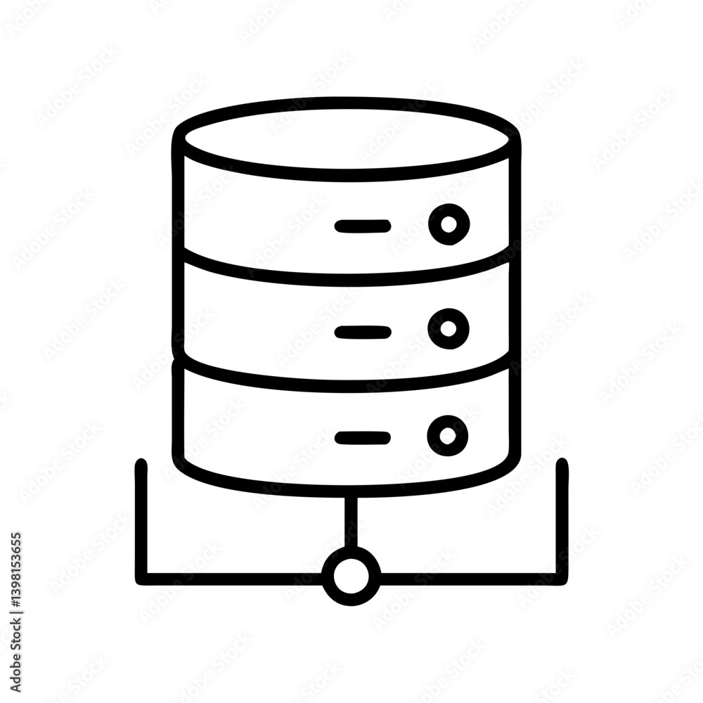 Database server icon vector illustration for data storage and network connection design Database server icon vector illustration for data storage and network connection design