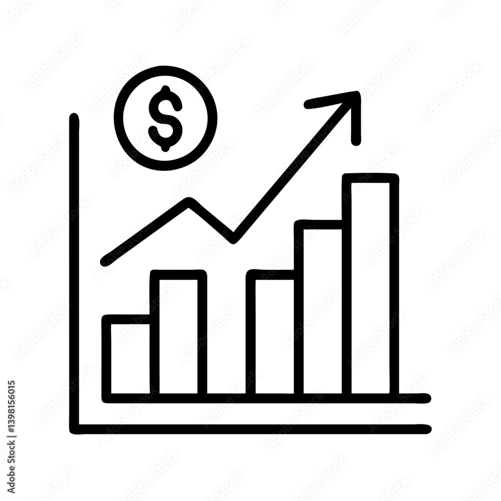 Financial growth chart with dollar symbol showing business success and profit increase Financial growth chart with dollar symbol showing business success and profit increase