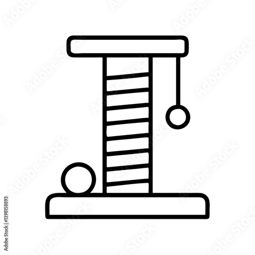 Cat tree scratching post with dangling ball toy for kitten pet furniture vector