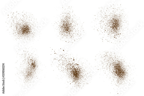 Chocolate shades confetti isolated coffee color grain texture vector background collection