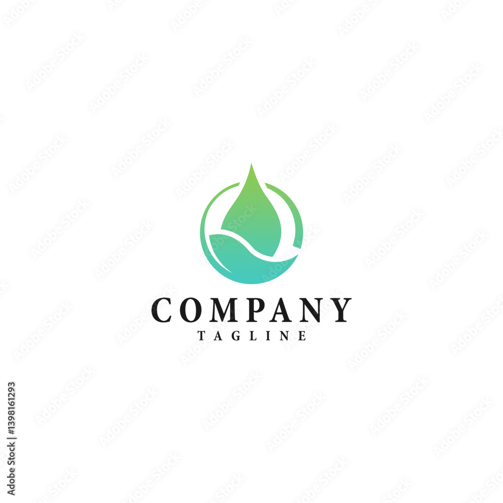 Green And Blue Gradient Leaf Water Drop Logo Design Green And Blue Gradient Leaf Water Drop Logo Design