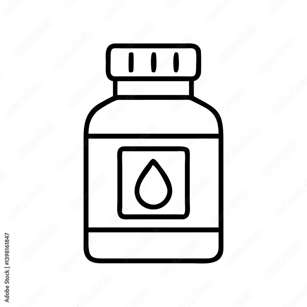 Vector graphic of a medicine bottle with dropper for healthcare and wellness uses Vector graphic of a medicine bottle with dropper for healthcare and wellness uses