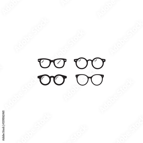 eyeglass icon bundle vector template