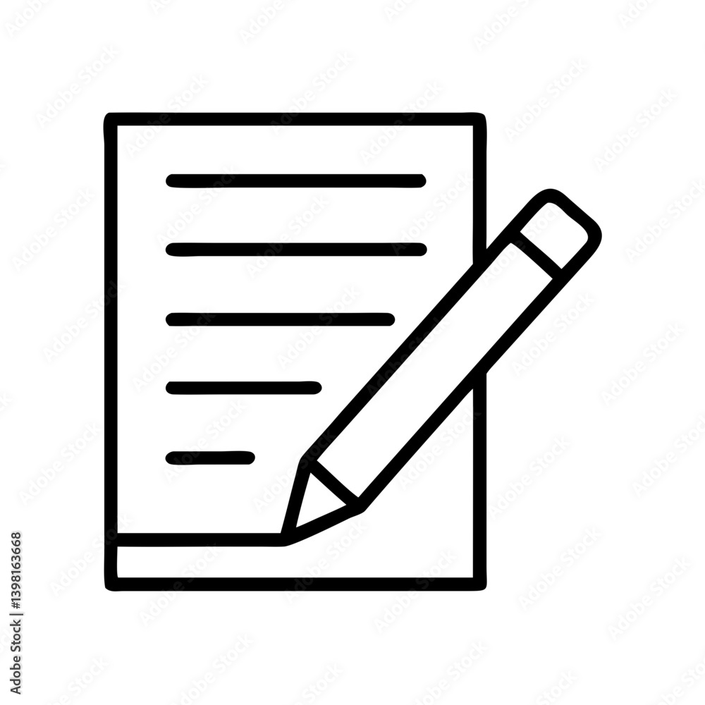 Writing notes with pencil icon vector illustration for education and creativity Writing notes with pencil icon vector illustration for education and creativity