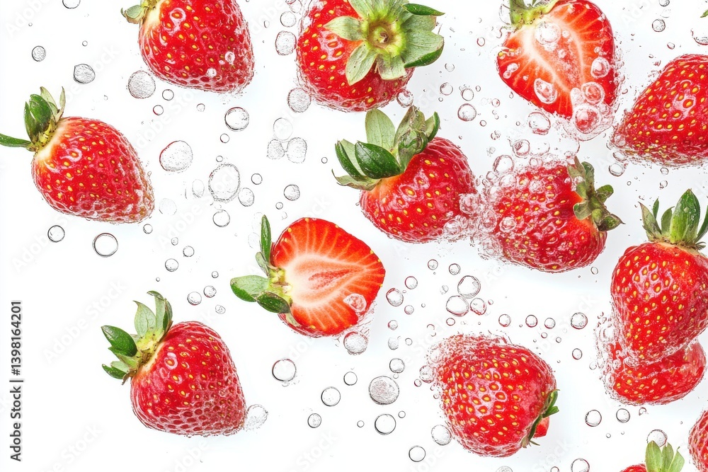 Fresh strawberries in water isolated on white background Fresh strawberries in water isolated on white background