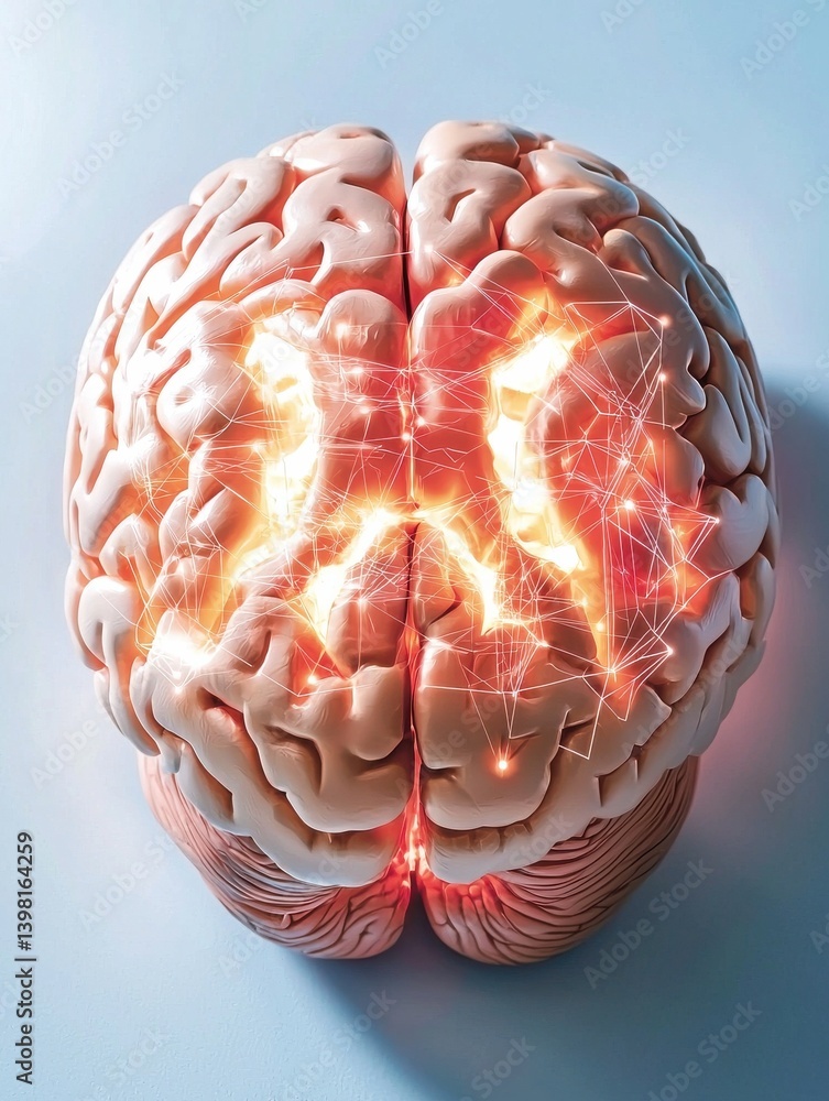 A vibrant representation of a brain with glowing neural pathways. A vibrant representation of a brain with glowing neural pathways.