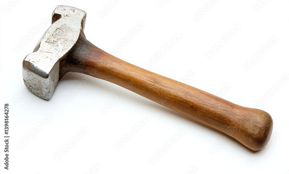 old hammer on wooden table, labor day concept, top view old hammer on wooden table, labor day concept, top view