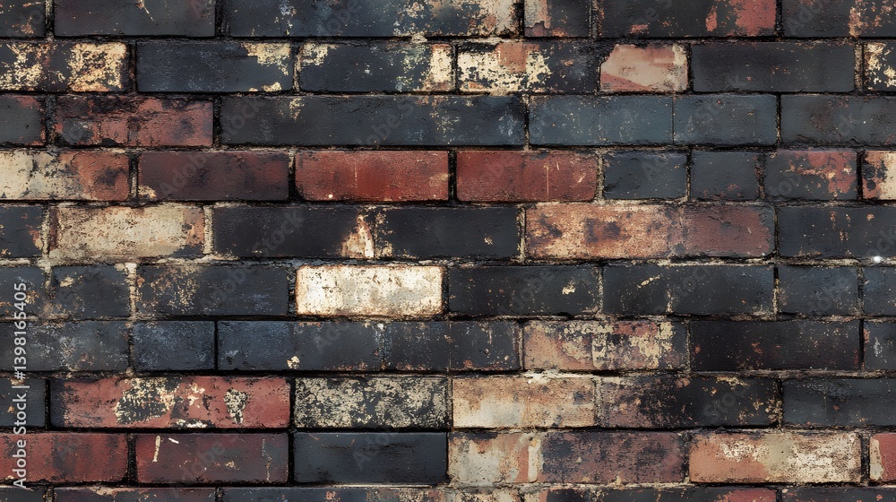An aged brick wall with varied tones of weathered brick. An aged brick wall with varied tones of weathered brick.