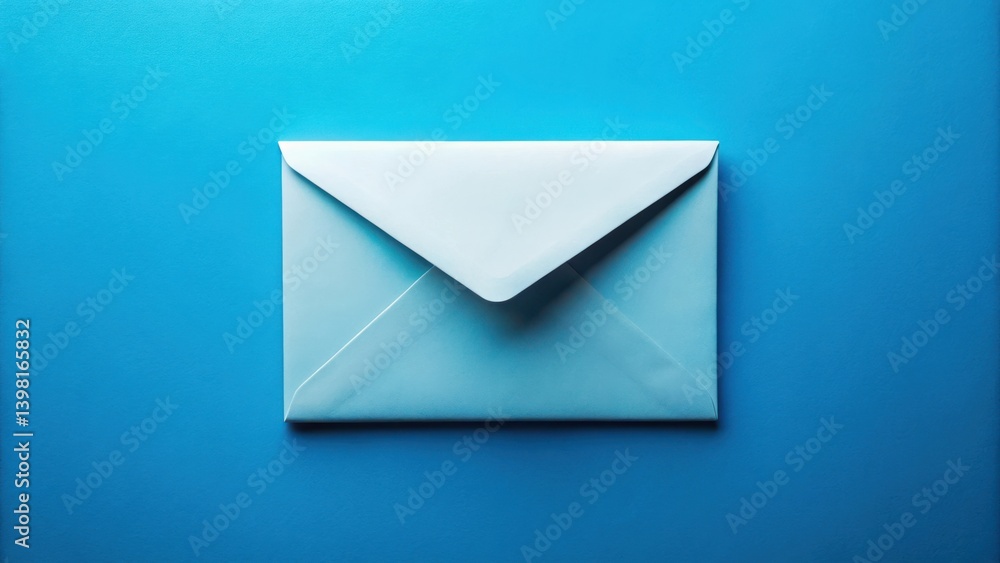 A Light Blue Envelope on a Vibrant Blue Background, Ready for a Message A Light Blue Envelope on a Vibrant Blue Background, Ready for a Message