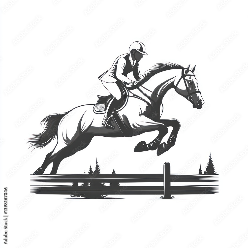 Fototapeta premium Equestrian jumping horse fence competition design