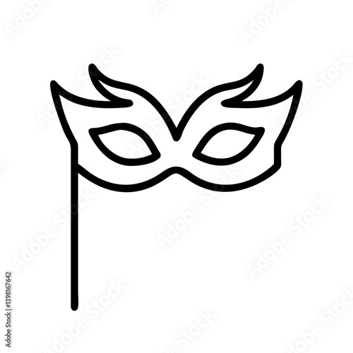 Outline masquerade mask vector icon for party costume ball and venetian carnival