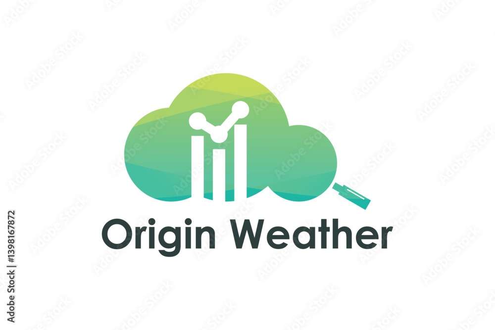 Green Gradient Cloud Weather Logo Design Green Gradient Cloud Weather Logo Design